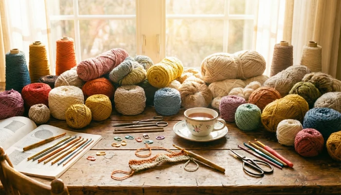 Inicio 8 crochet hilos mesa de trabajo