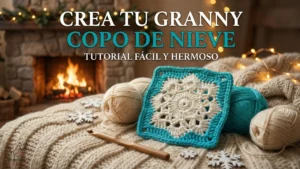 Patrón Granny Square Copo de Nieve a Crochet - Tutorial Paso a Paso Fácil