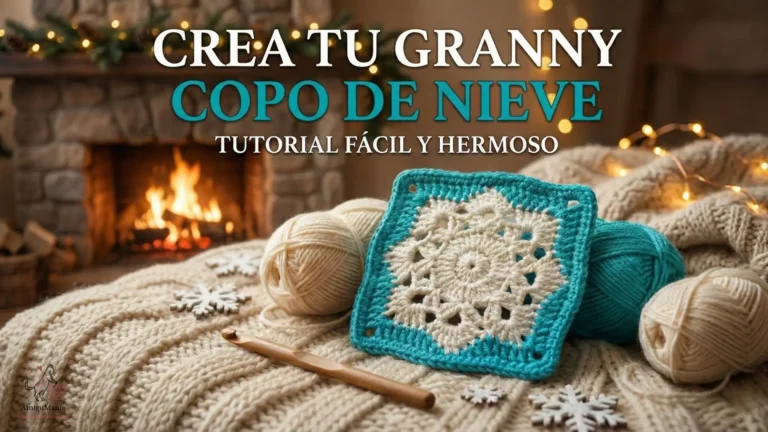 Patrón Granny Square Copo de Nieve a Crochet - Tutorial Paso a Paso Fácil